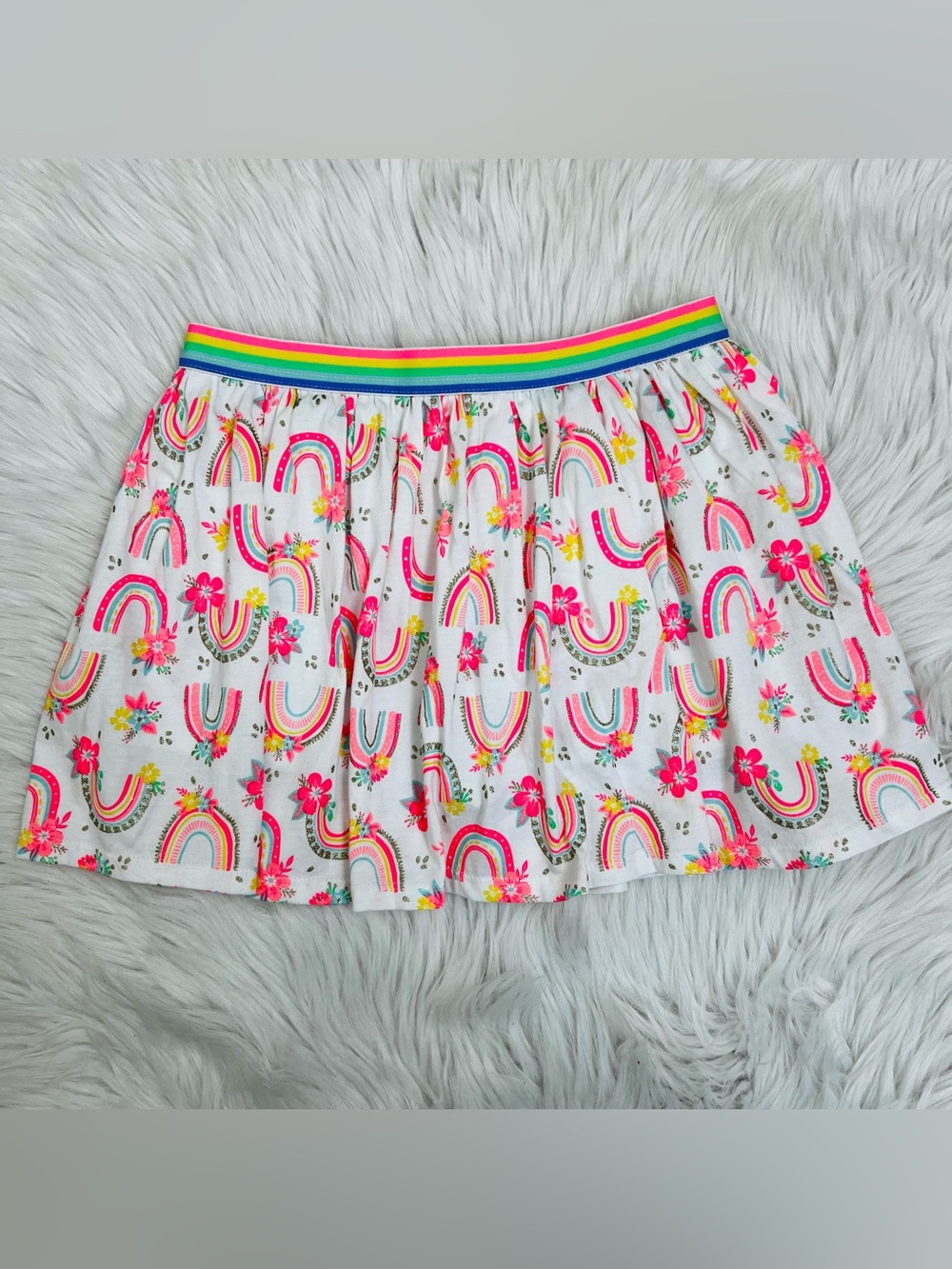 NWOT! Cynthia Rowley Rainbow Skort Vibrant Rainbow Striped Elastic Waistband